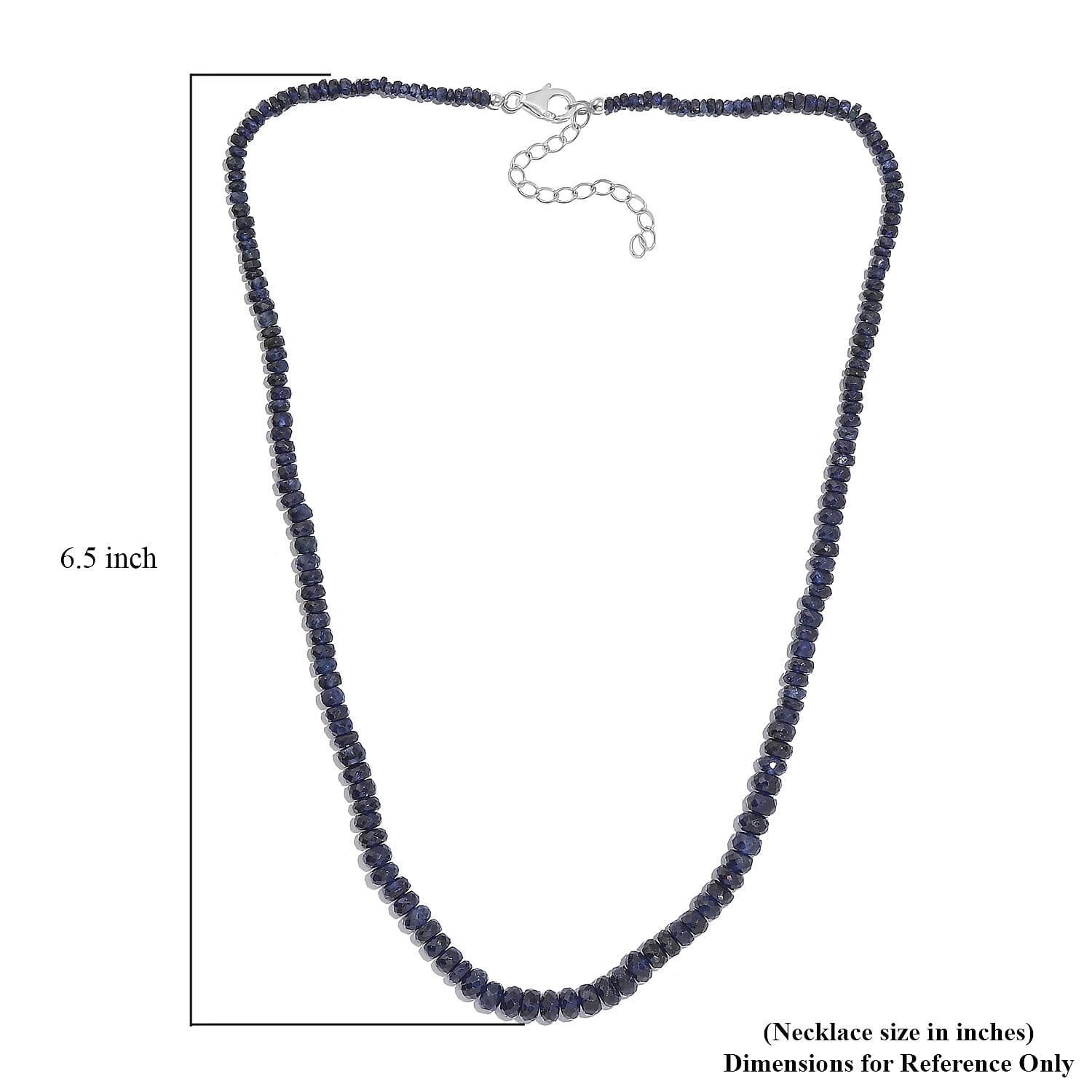 Blue Sapphire Beaded 84.00 ctw Necklace 18 Inches in Rhodium Over Sterling Silver