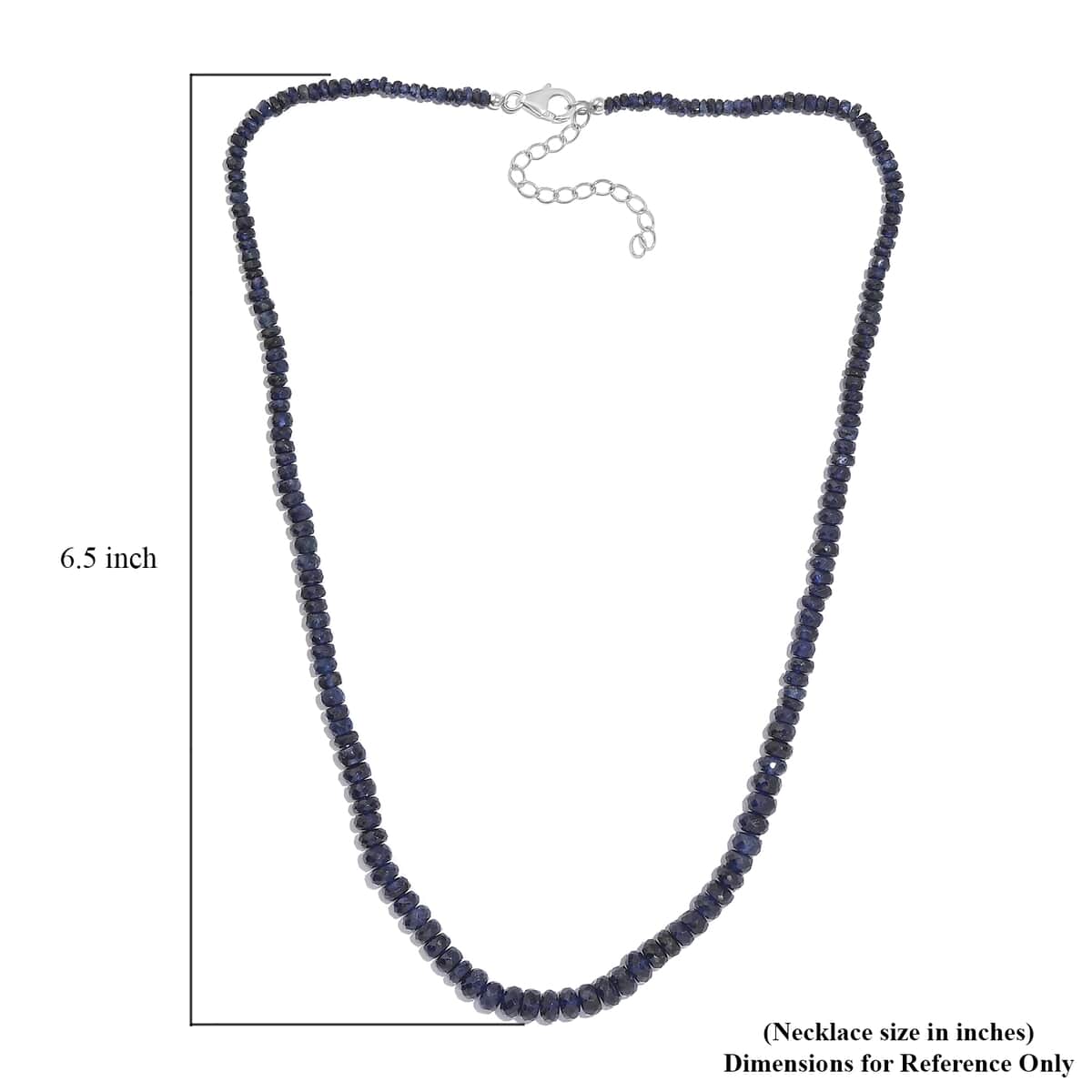 Blue Sapphire Beaded 84.00 ctw Necklace 18 Inches in Rhodium Over Sterling Silver image number 5