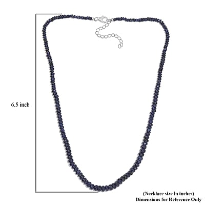 Blue Sapphire Beaded 84.00 ctw Necklace 18 Inches in Rhodium Over Sterling Silver
