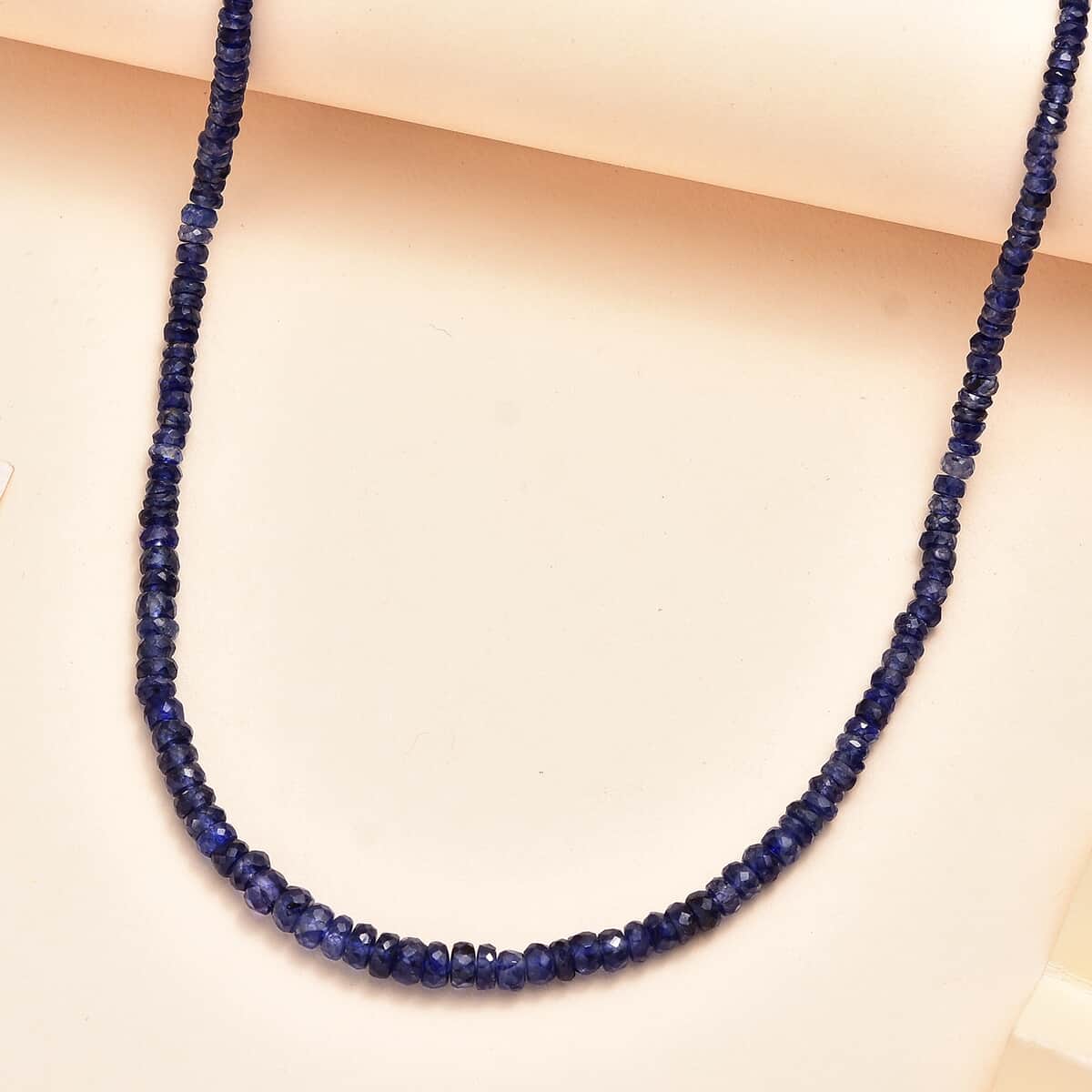 Blue Sapphire Beaded 68.00 ctw Necklace 18 Inches in Rhodium Over Sterling Silver image number 1