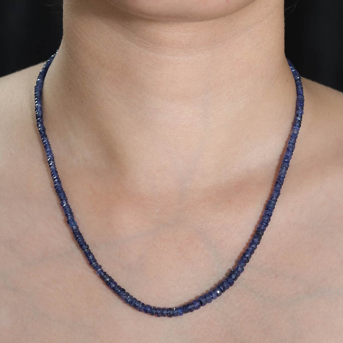 Blue Sapphire Beaded 68.00 ctw Necklace 18 Inches in Rhodium Over Sterling Silver image number 2