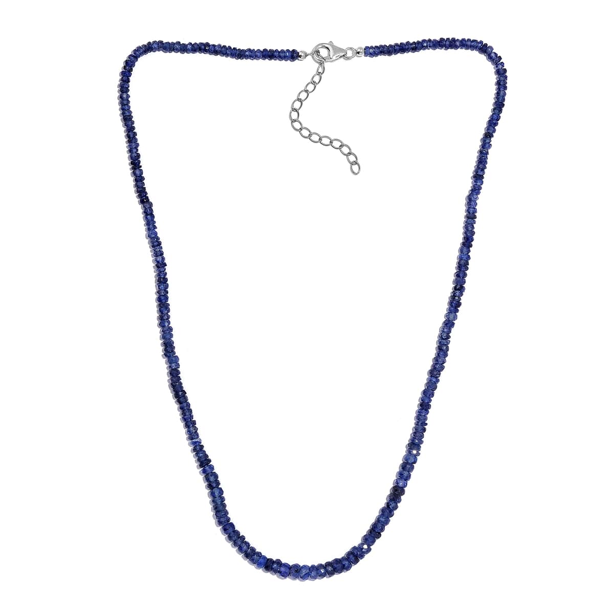 Blue Sapphire Beaded 68.00 ctw Necklace 18 Inches in Rhodium Over Sterling Silver image number 3