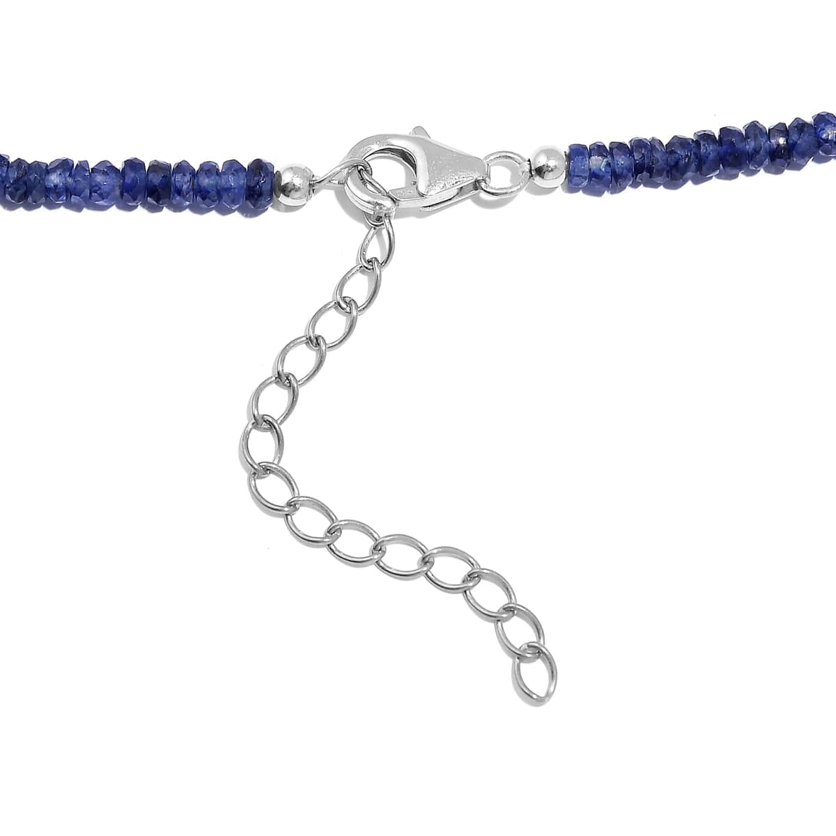 Blue Sapphire Beaded 68.00 ctw Necklace 18 Inches in Rhodium Over Sterling Silver image number 4