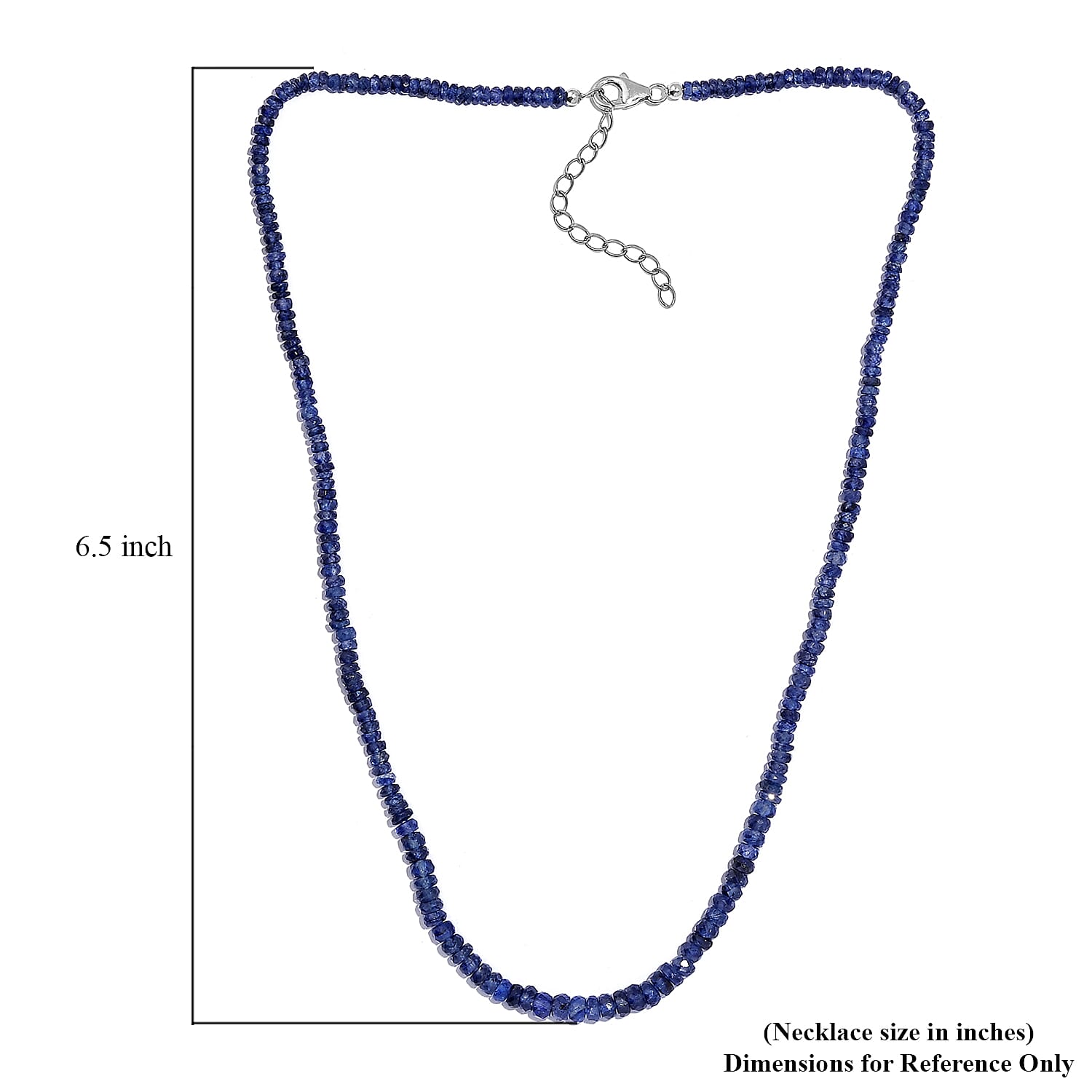 Blue Sapphire Beaded 68.00 ctw Necklace 18 Inches in Rhodium Over Sterling Silver
