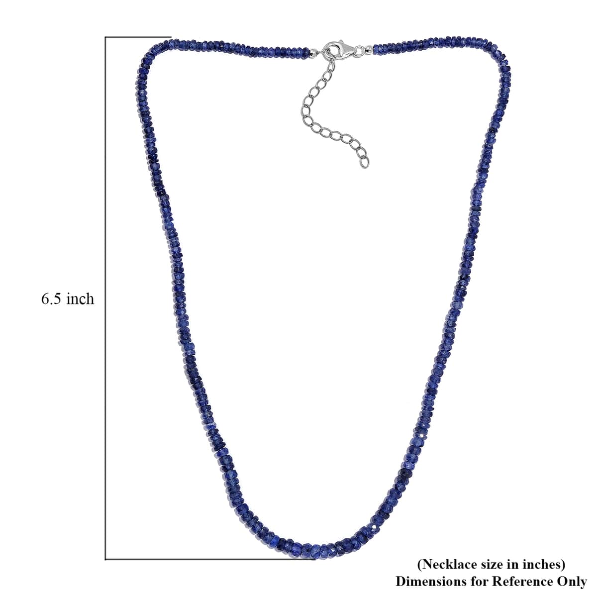 Blue Sapphire Beaded 68.00 ctw Necklace 18 Inches in Rhodium Over Sterling Silver image number 5