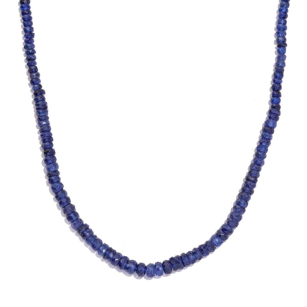 Blue Sapphire Beaded 100.00 ctw Necklace 18 Inches in Rhodium Over Sterling Silver image number 0