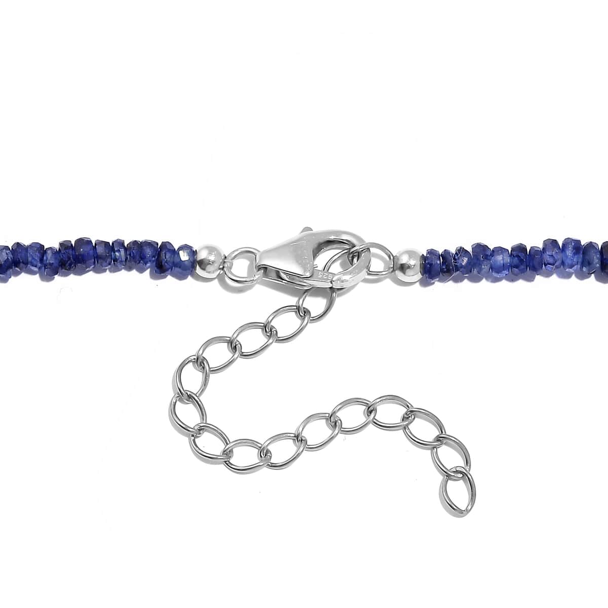 Blue Sapphire Beaded 100.00 ctw Necklace 18 Inches in Rhodium Over Sterling Silver image number 4