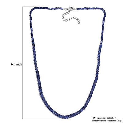 Blue Sapphire Beaded 100.00 ctw Necklace 18 Inches in Rhodium Over Sterling Silver