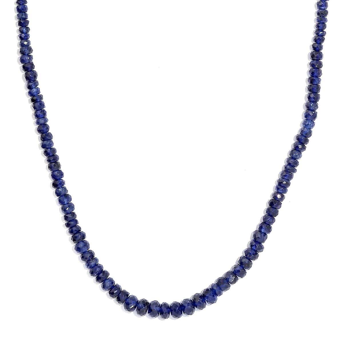 Blue Sapphire Beaded 94.00 ctw Necklace 18 Inches in Rhodium Over Sterling Silver image number 0