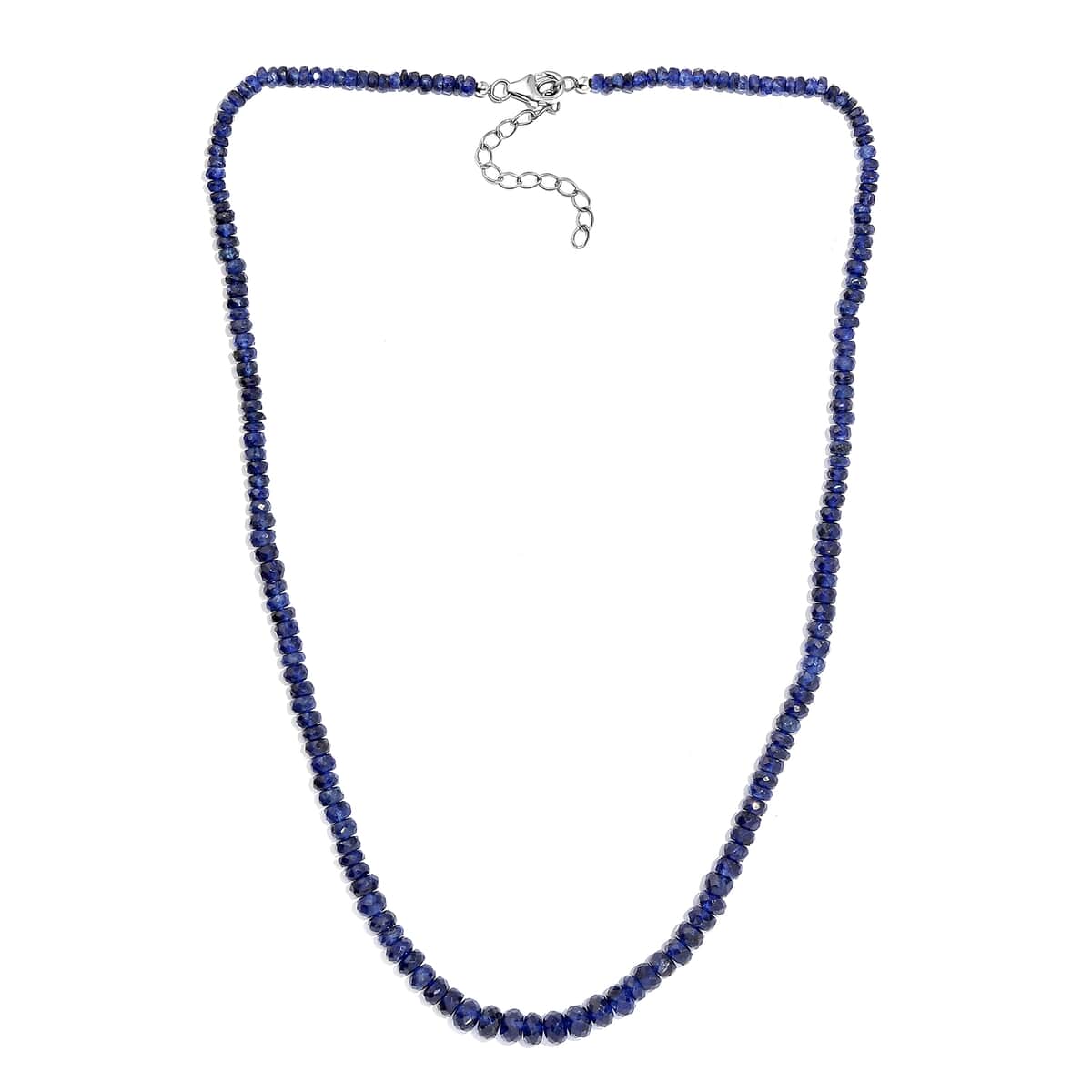 Blue Sapphire Beaded 94.00 ctw Necklace 18 Inches in Rhodium Over Sterling Silver image number 3