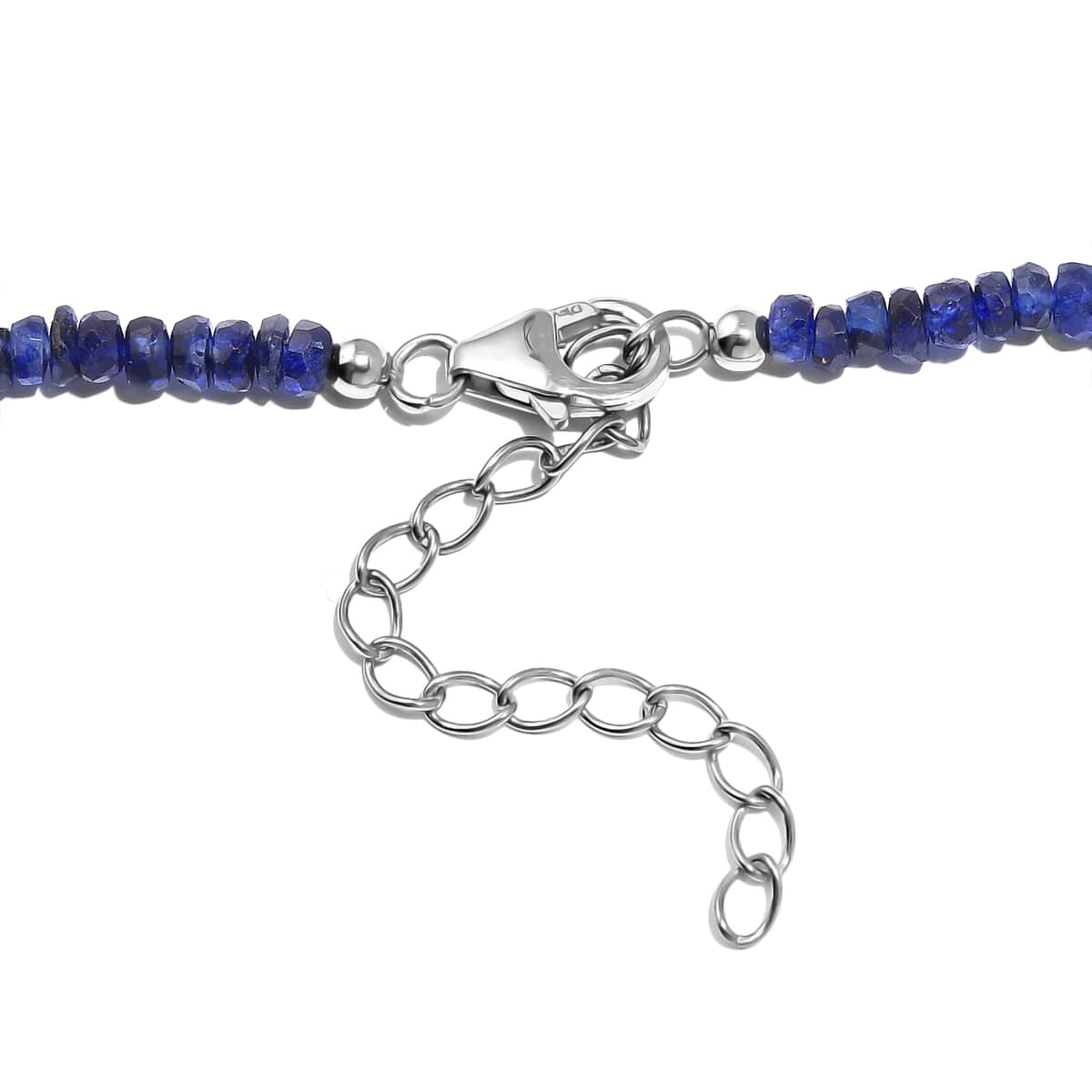 Blue Sapphire Beaded 94.00 ctw Necklace 18 Inches in Rhodium Over Sterling Silver image number 4