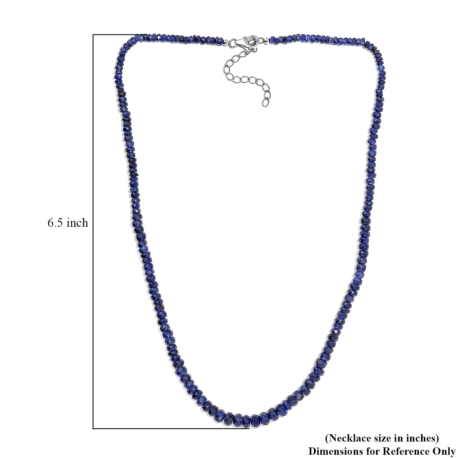 Blue Sapphire Beaded 94.00 ctw Necklace in Rhodium Over Sterling Silver 18-20 Inches