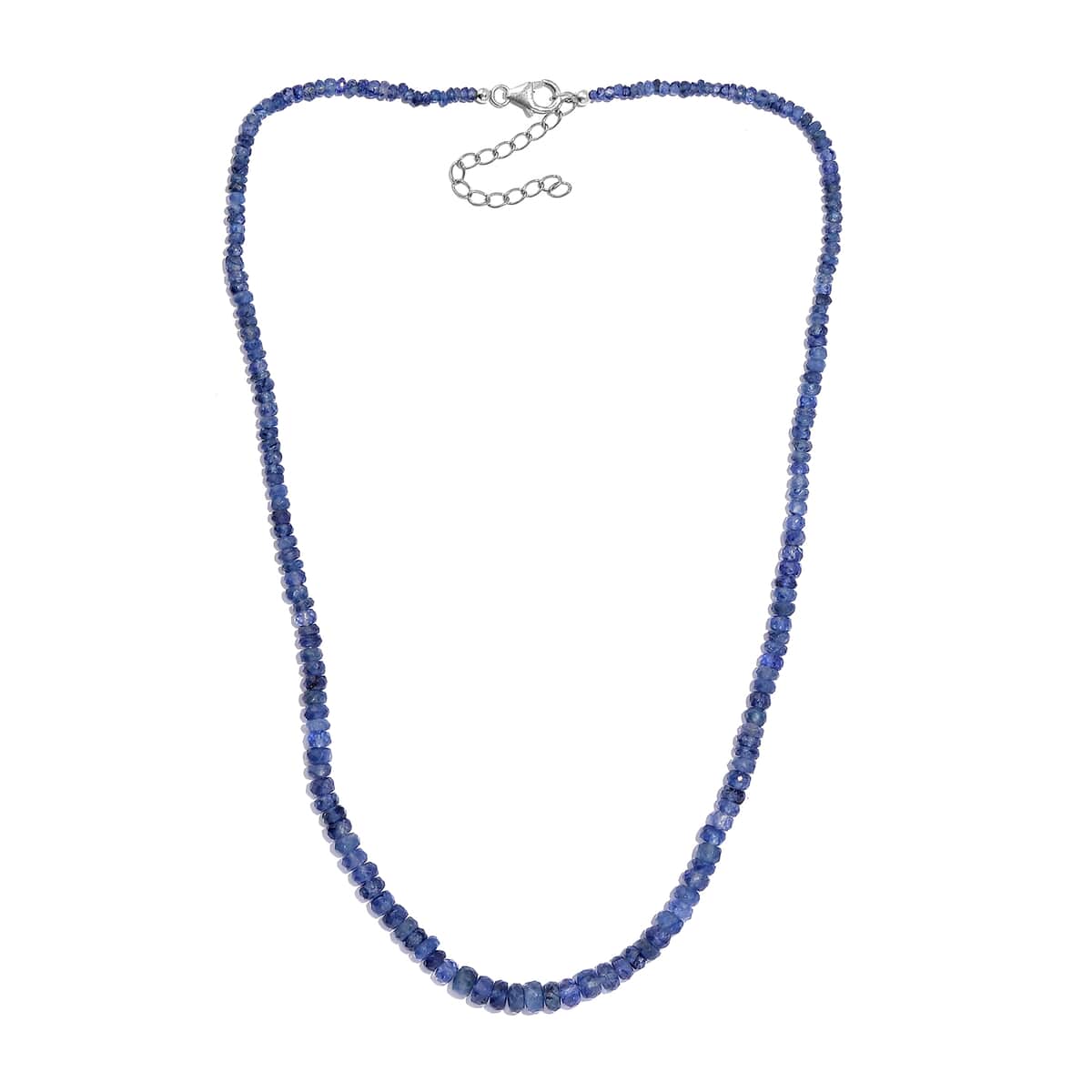 Blue Sapphire Beaded 70.00 ctw Necklace 18 Inches in Rhodium Over Sterling Silver image number 3