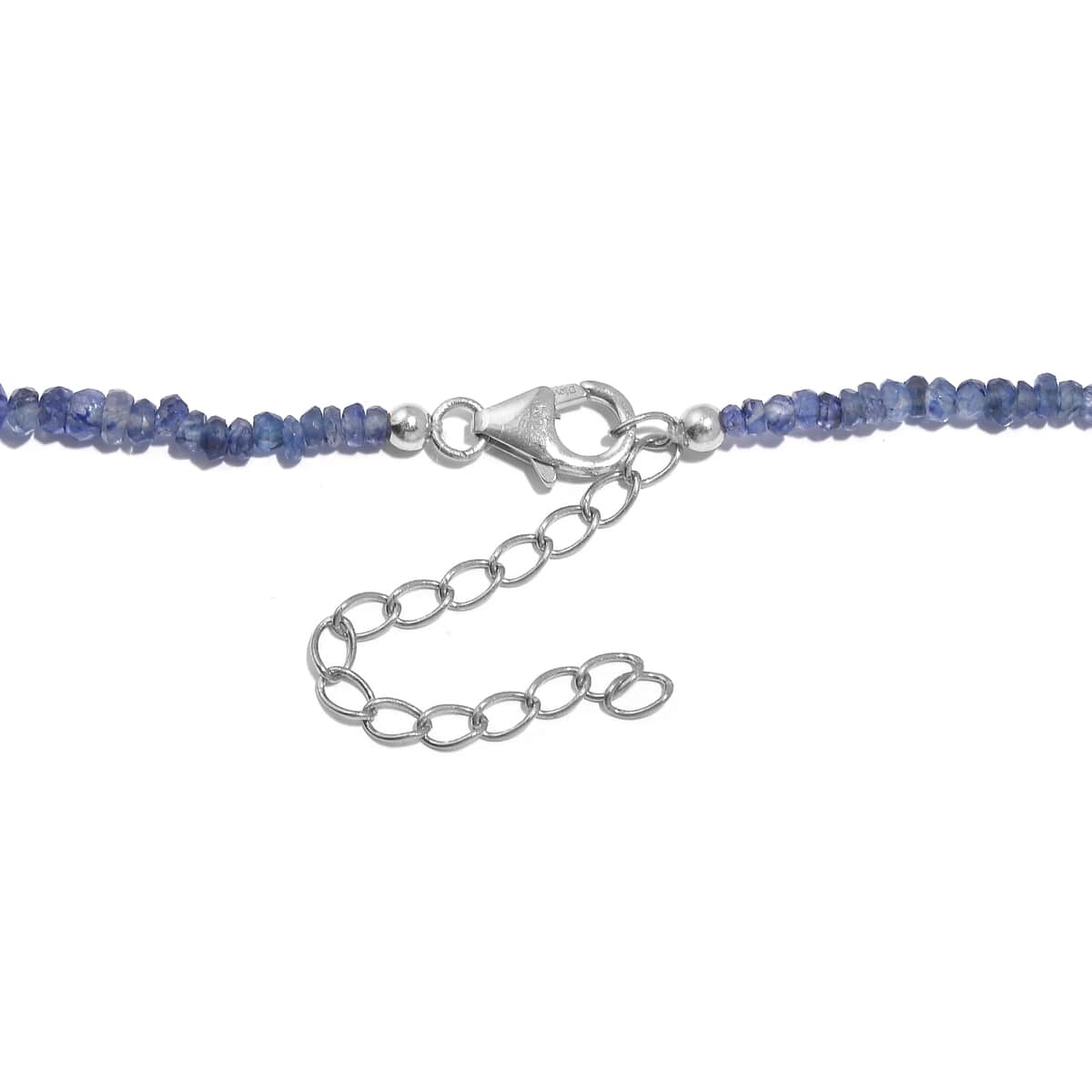 Blue Sapphire Beaded 70.00 ctw Necklace 18 Inches in Rhodium Over Sterling Silver image number 4