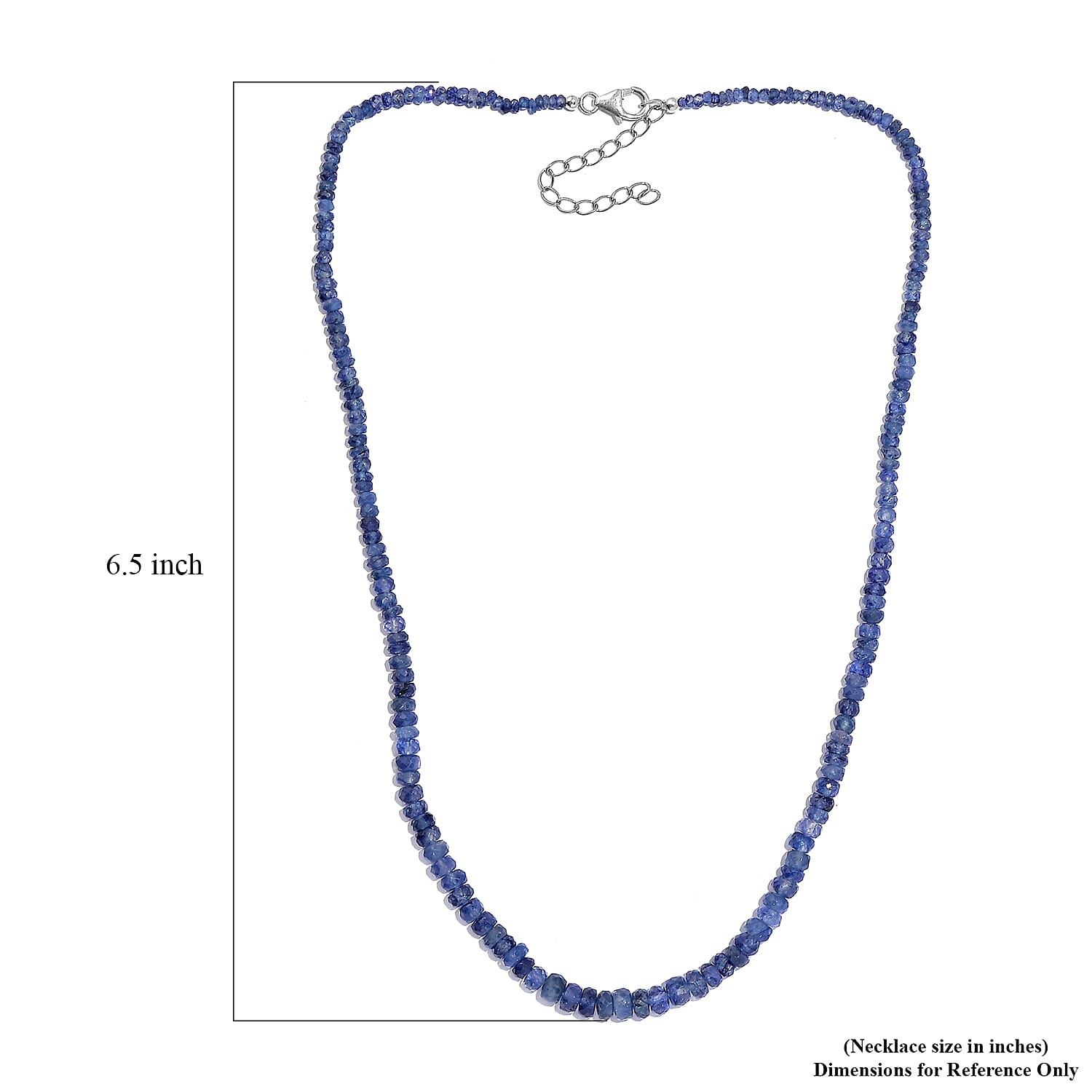 Blue Sapphire Beaded 70.00 ctw Necklace 18 Inches in Rhodium Over Sterling Silver