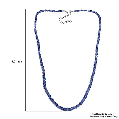 Blue Sapphire Beaded 70.00 ctw Necklace 18 Inches in Rhodium Over Sterling Silver