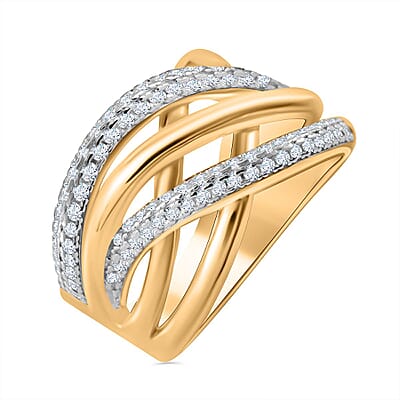 Simulated Diamond 1.00 ctw Ring in 18K Yellow Gold Plated Sterling Silver (Size 9.0)