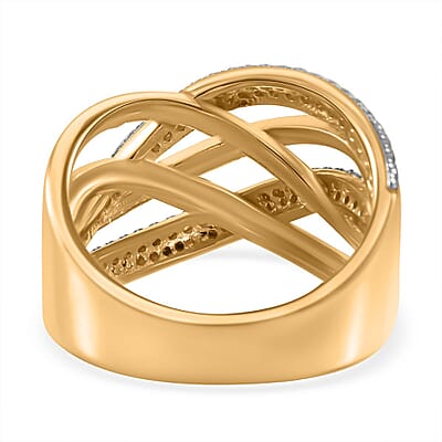 Simulated Diamond 1.00 ctw Ring in 18K Yellow Gold Plated Sterling Silver (Size 9.0)