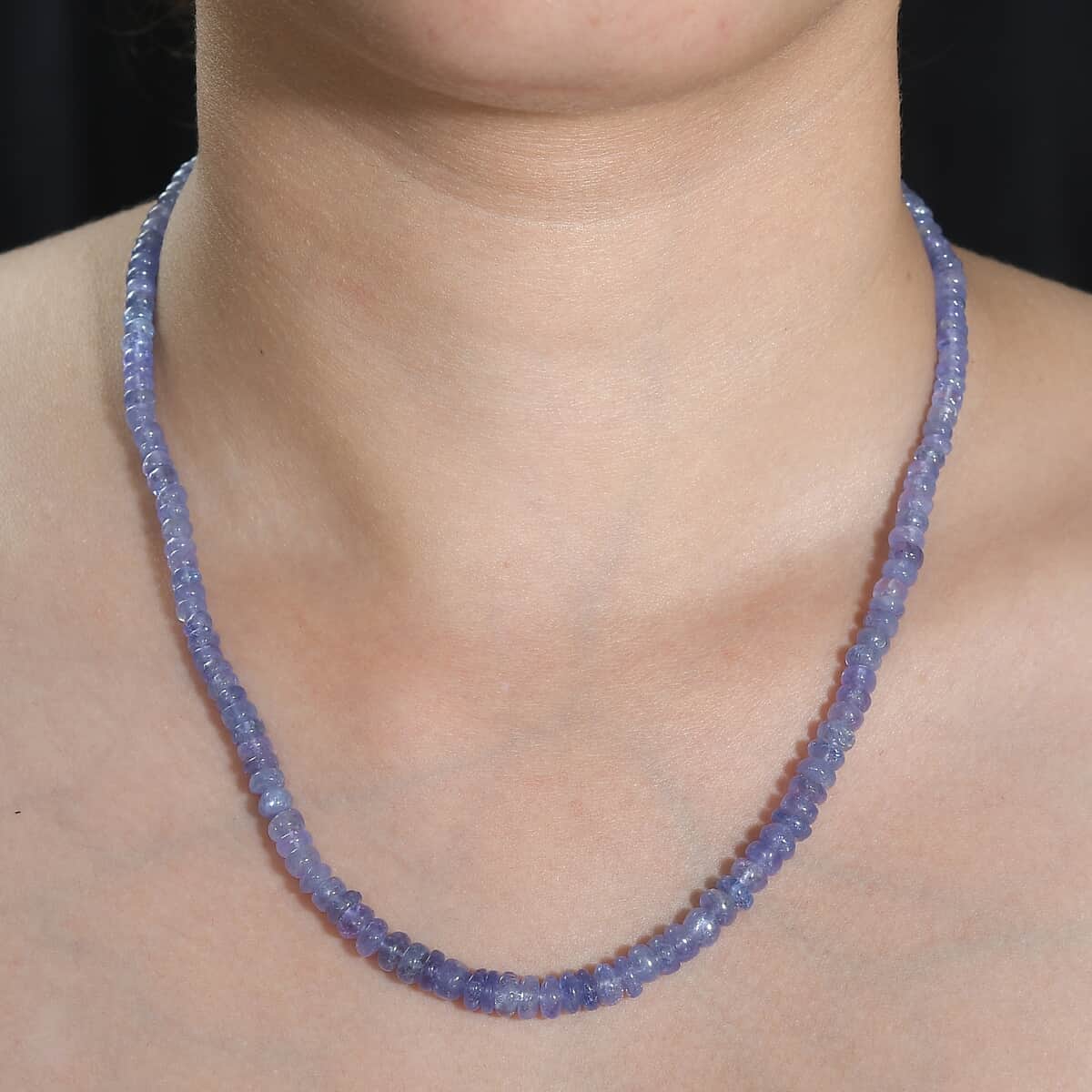 Tanzanite Beaded 128.00 ctw Necklace 18 Inches in Rhodium Over Sterling Silver image number 2