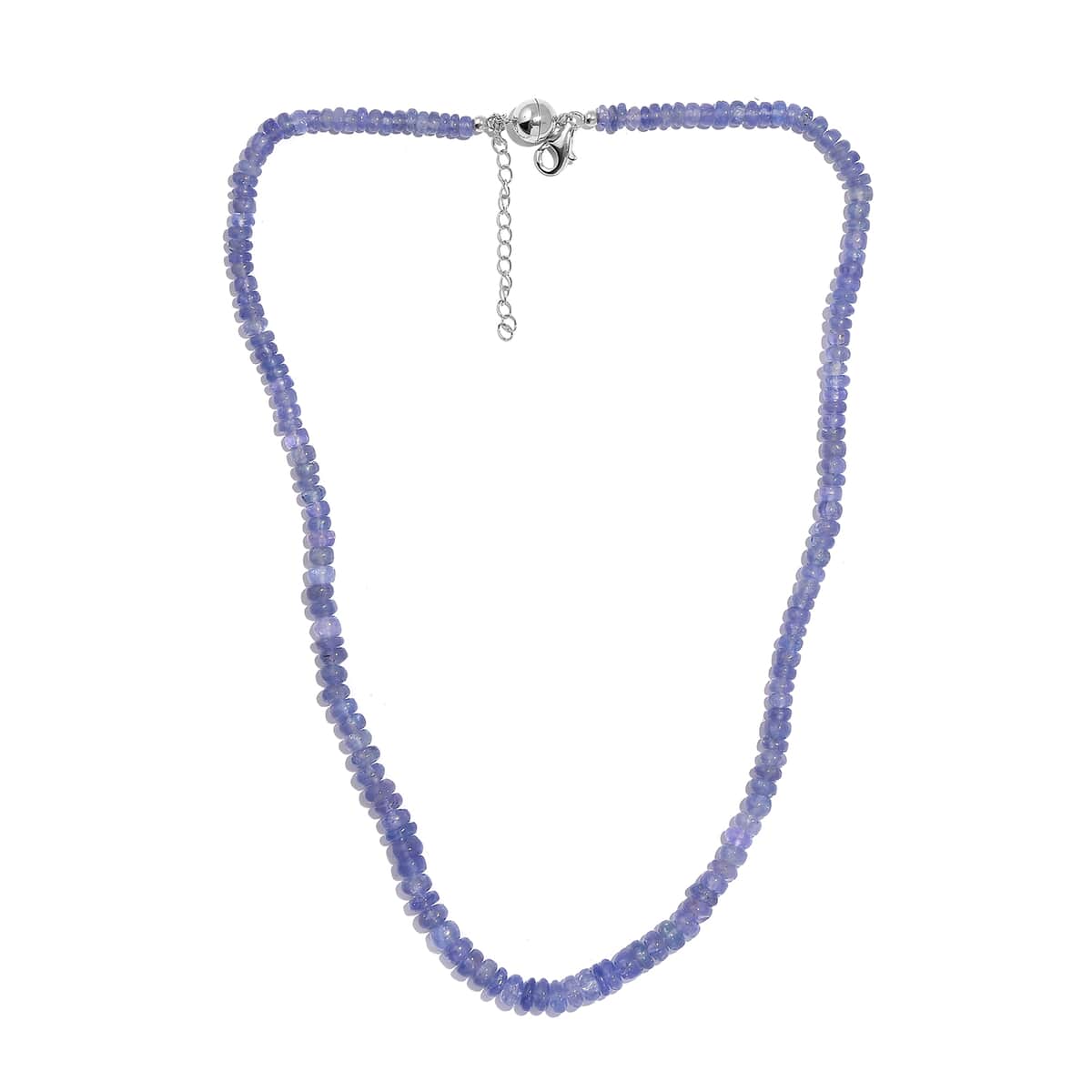 Tanzanite Beaded 128.00 ctw Necklace 18 Inches in Rhodium Over Sterling Silver image number 3