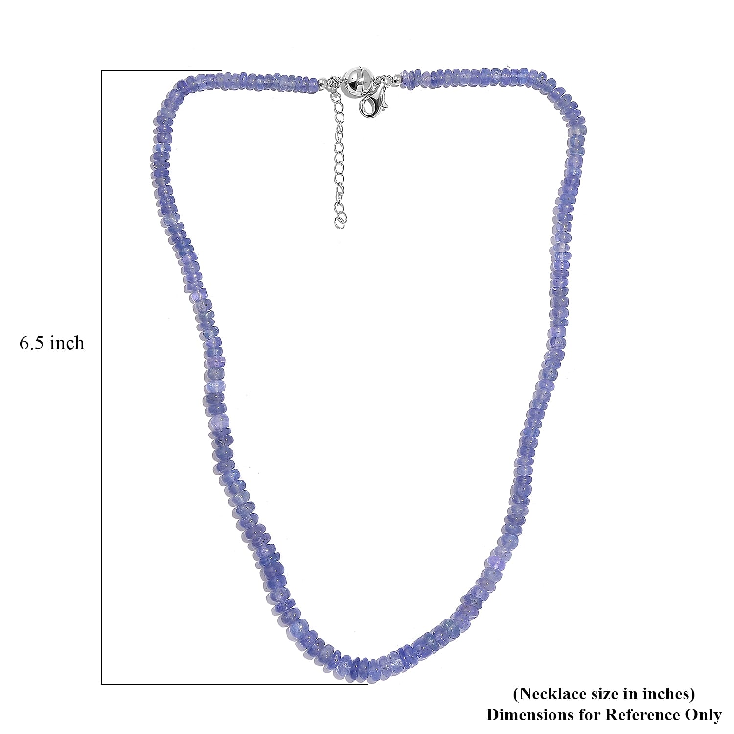 Tanzanite Beaded 128.00 ctw Necklace 18 Inches in Rhodium Over Sterling Silver