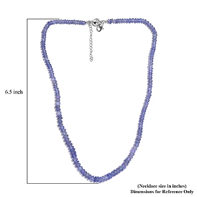 Tanzanite Beaded 128.00 ctw Necklace 18 Inches in Rhodium Over Sterling Silver