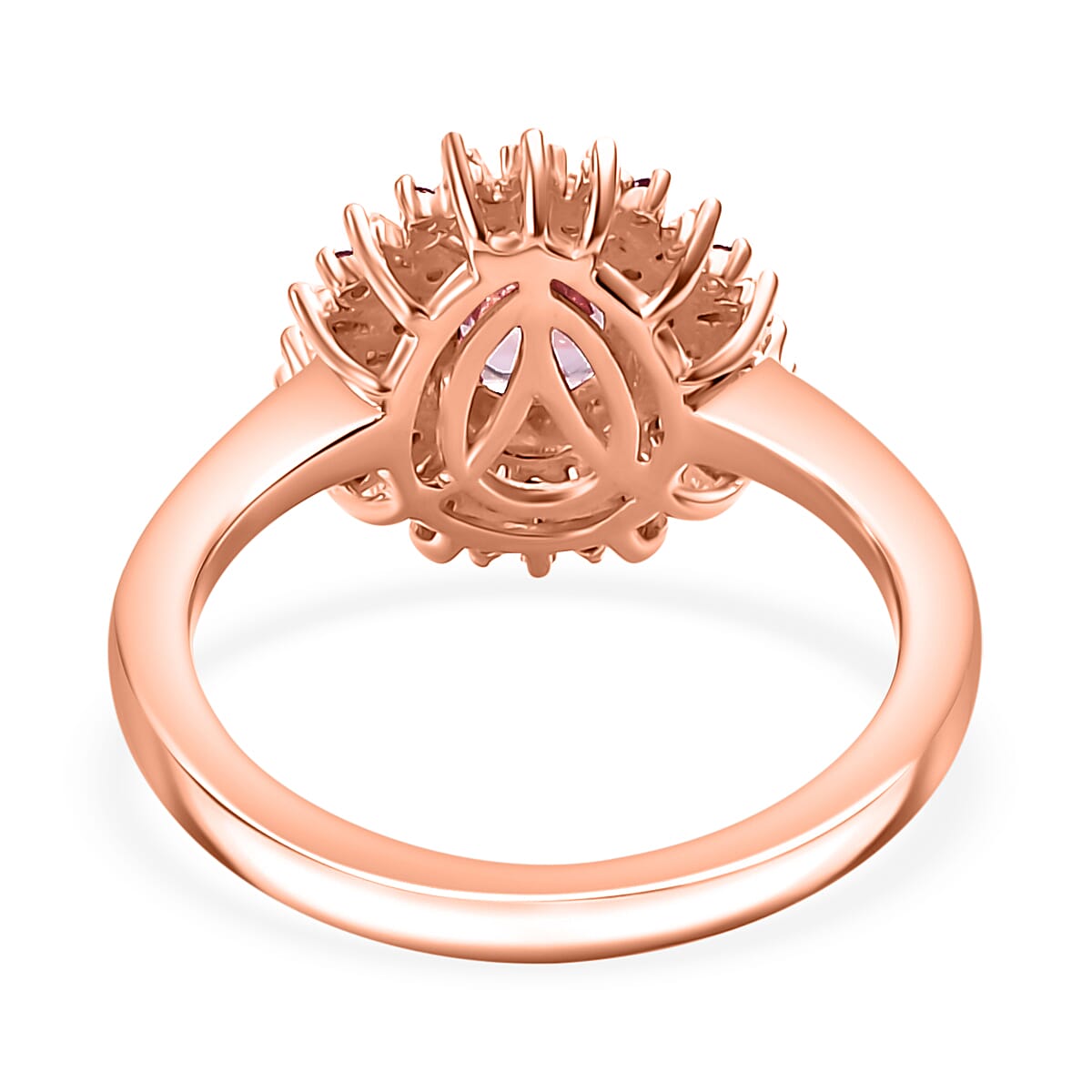 D'Joy Narsipatnam Pink Spinel, Pink Sapphire, Diamond 1.05 ctw Sunrays Ring in 18K Vermeil Rose Gold Over Sterling Silver (Size 10.0) 