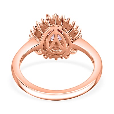 D'Joy Narsipatnam Pink Spinel, Pink Sapphire, Diamond 1.05 ctw Sunrays Ring in 18K Vermeil Rose Gold Over Sterling Silver (Size 10.0) 