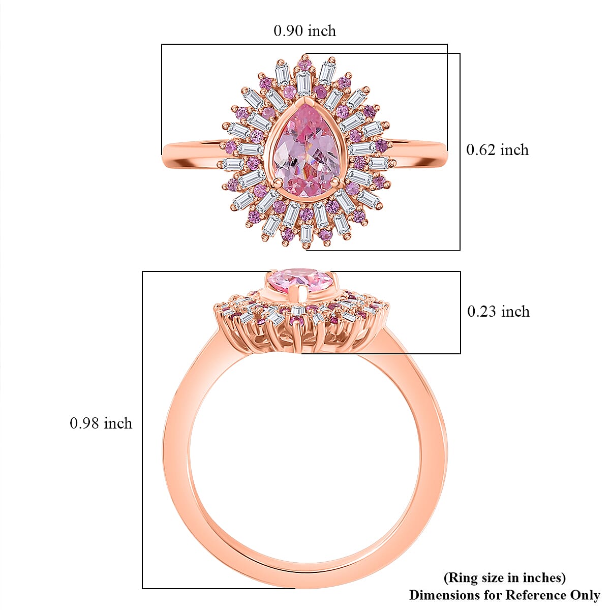 D'Joy Narsipatnam Pink Spinel, Pink Sapphire, Diamond 1.05 ctw Sunrays Ring in 18K Vermeil Rose Gold Over Sterling Silver (Size 10.0) 