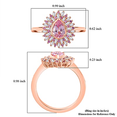 D'Joy Narsipatnam Pink Spinel, Pink Sapphire, Diamond 1.05 ctw Sunrays Ring in 18K Vermeil Rose Gold Over Sterling Silver (Size 10.0) 