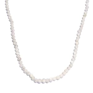 Rainbow Moonstone Beaded 53.00 ctw Necklace 20 Inches in Stainless Steel 