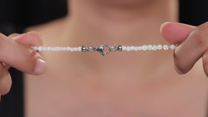 Rainbow Moonstone Beaded 53.00 ctw Necklace 20 Inches in Stainless Steel