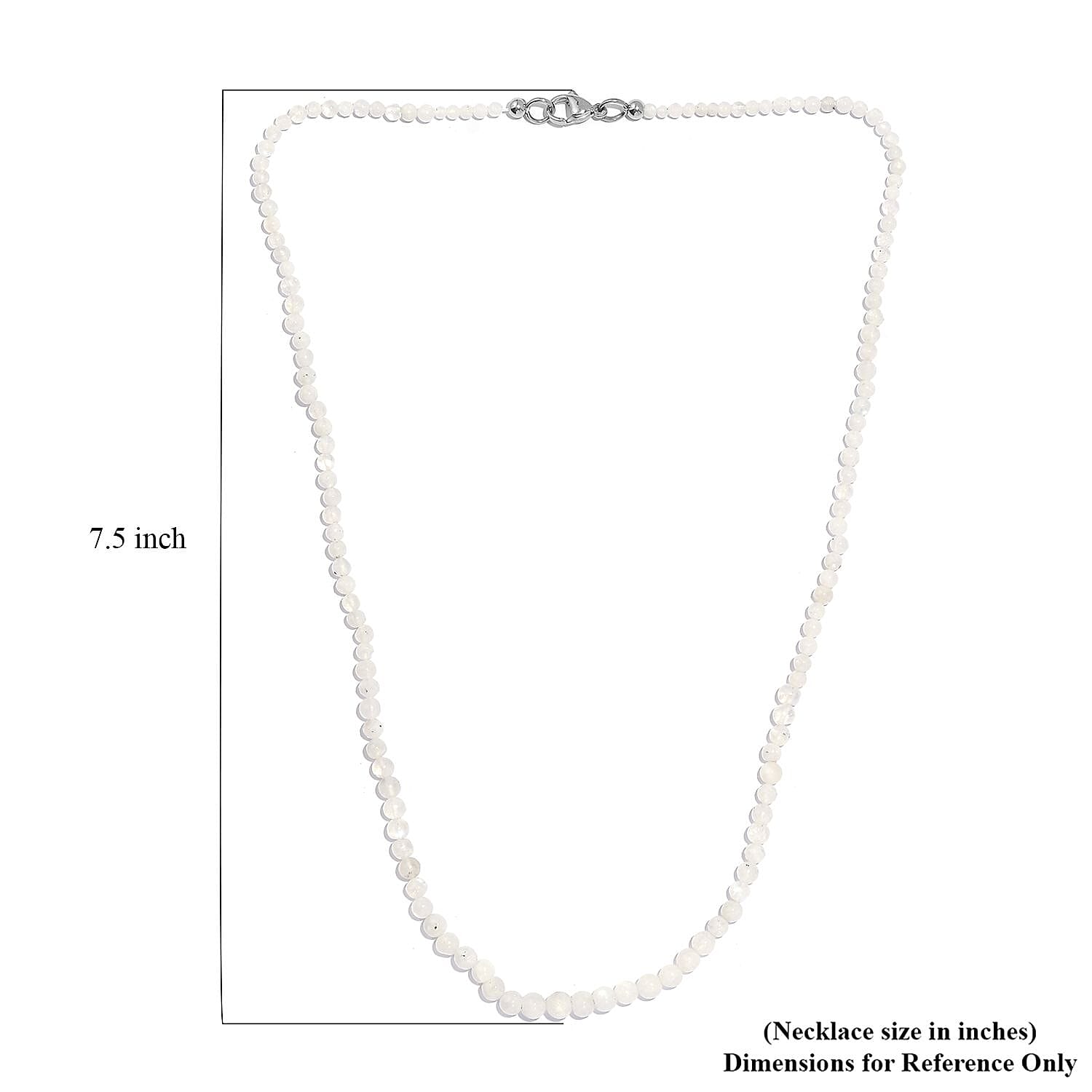 Rainbow Moonstone Beaded 53.00 ctw Necklace 20 Inches in Stainless Steel 