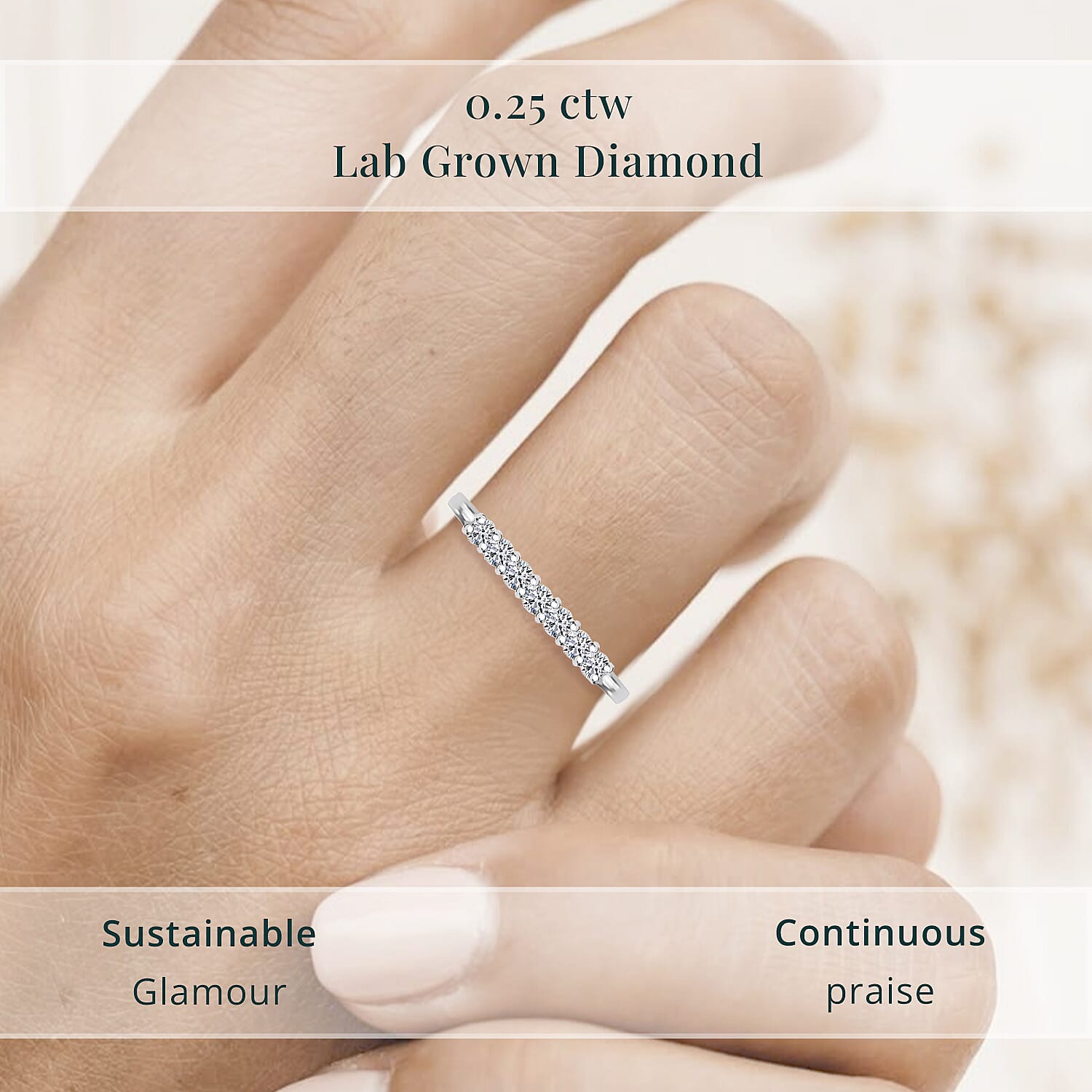 Luxuriant Lab Grown Diamond G-H SI 0.25 ctw Band Ring in Rhodium Over Sterling Silver (Size 10.0) (Del. In 10-12 Days)