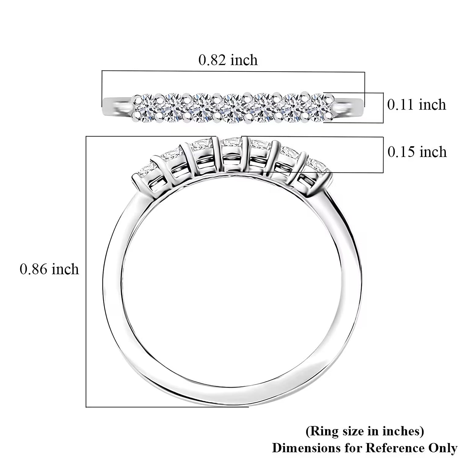 Luxuriant Lab Grown Diamond G-H SI 0.25 ctw Band Ring in Rhodium Over Sterling Silver (Size 10.0) (Del. In 10-12 Days)