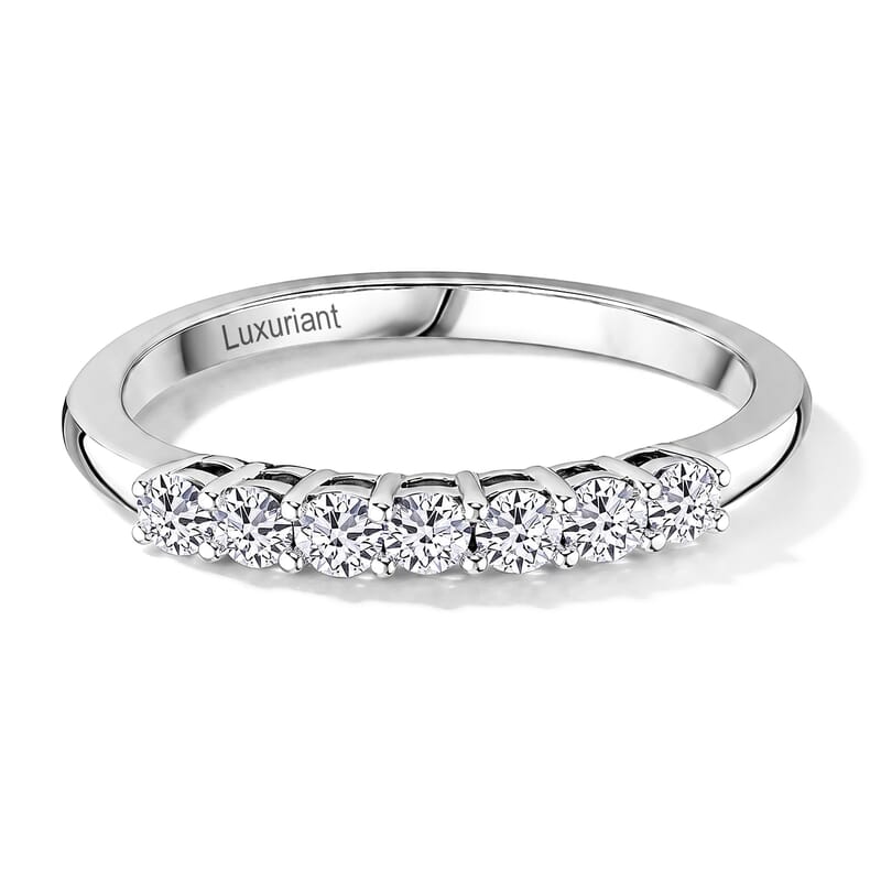 Luxuriant Lab Grown Diamond G-H SI 0.25 ctw Band Ring in Rhodium Over Sterling Silver (Size 5.0)