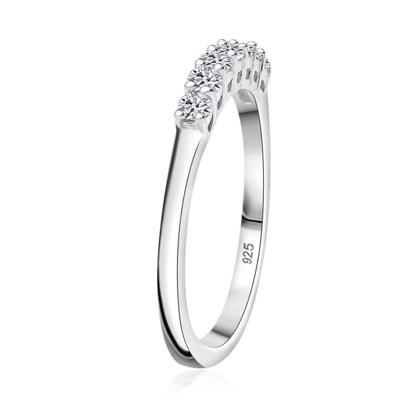 Luxuriant Lab Grown Diamond G-H SI 0.25 ctw Band Ring in Rhodium Over Sterling Silver (Size 5.0)