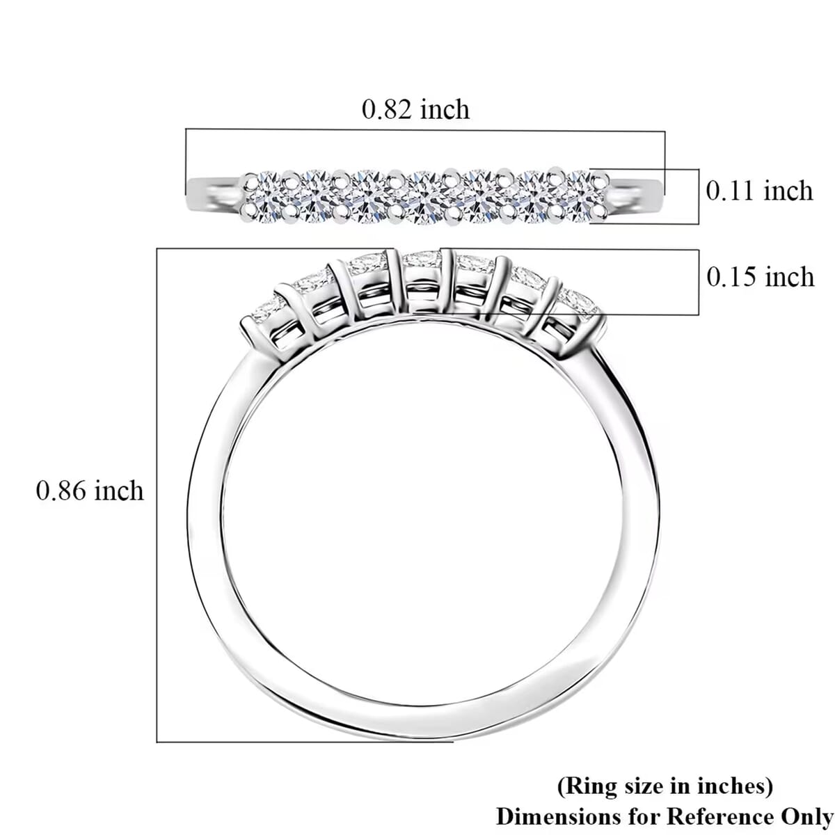 Luxuriant Lab Grown Diamond G-H SI 0.25 ctw Band Ring in Rhodium Over Sterling Silver (Size 8.0) image number 7