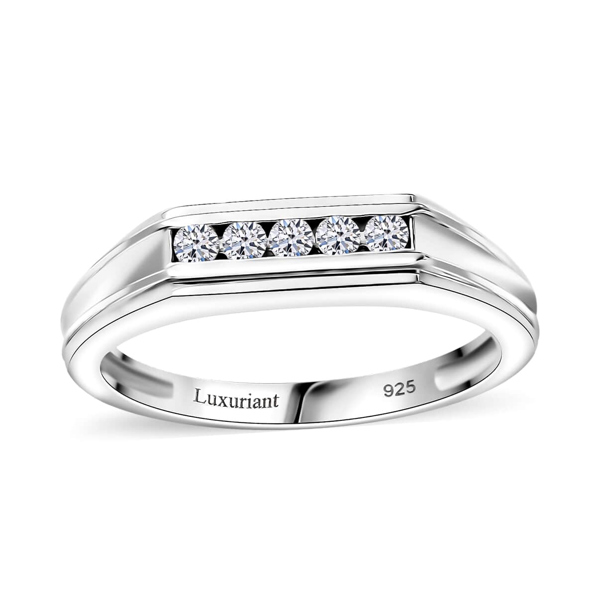 Luxuriant Lab Grown Diamond G-H SI 0.20 ctw Men's Ring in Rhodium Over Sterling Silver (Size 10.0) image number 0