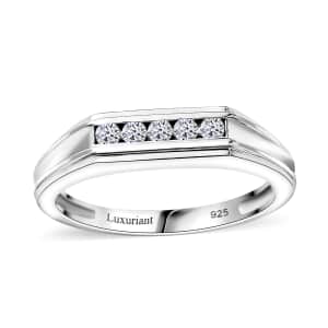 Luxuriant Lab Grown Diamond G-H SI 0.20 ctw Men's Ring in Rhodium Over Sterling Silver (Size 10.0)