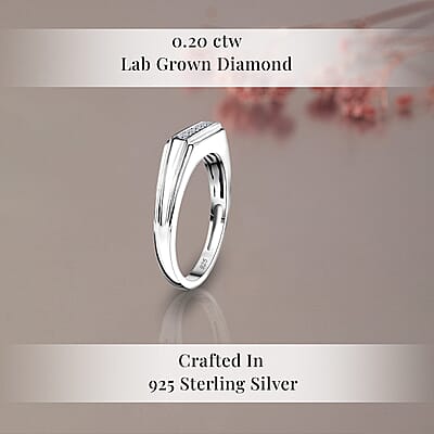 Luxuriant Lab Grown Diamond G-H SI 0.20 ctw Men's Ring in Rhodium Over Sterling Silver (Size 10.0)
