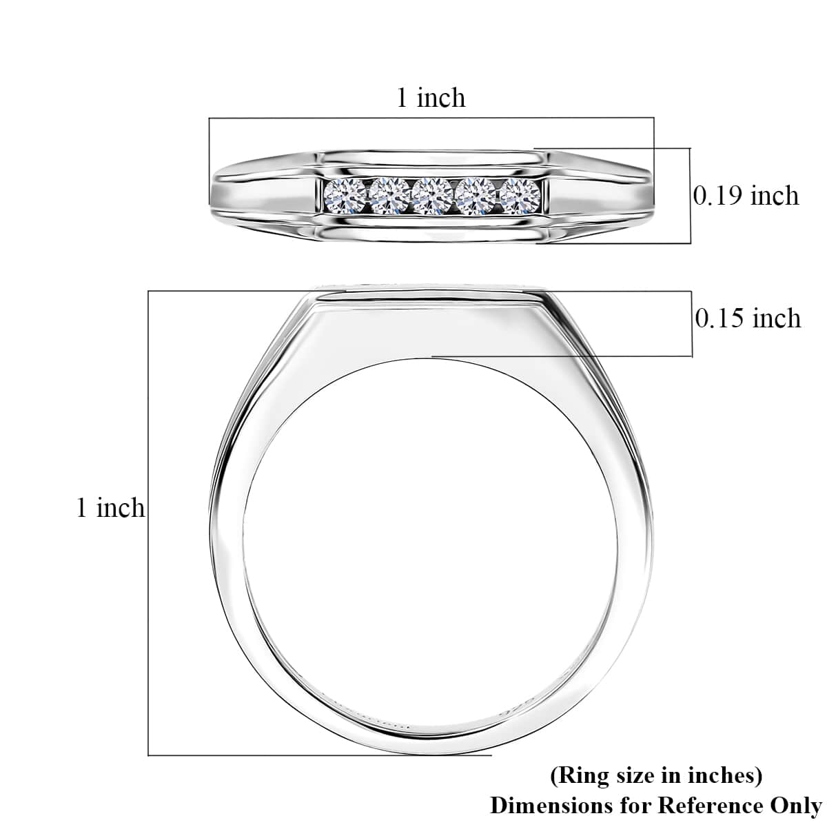 Luxuriant Lab Grown Diamond G-H SI 0.20 ctw Men's Ring in Rhodium Over Sterling Silver (Size 10.0) image number 5