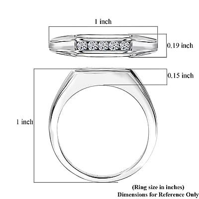 Luxuriant Lab Grown Diamond G-H SI 0.20 ctw Men's Ring in Rhodium Over Sterling Silver (Size 10.0)