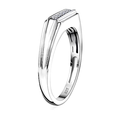 Luxuriant Lab Grown Diamond G-H SI 0.20 ctw Men's Ring in Rhodium Over Sterling Silver (Size 10.0)