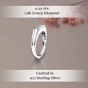 Luxuriant Lab Grown Diamond G-H SI 0.20 ctw Men's Ring in Rhodium Over Sterling Silver (Size 11.0)