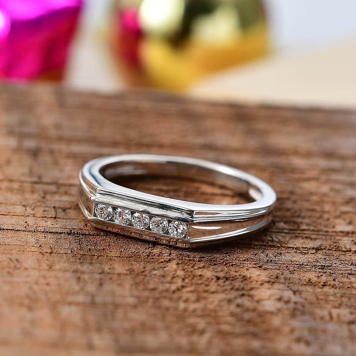 Luxuriant Lab Grown Diamond G-H SI 0.20 ctw Men's Ring in Rhodium Over Sterling Silver (Size 13.0) image number 7