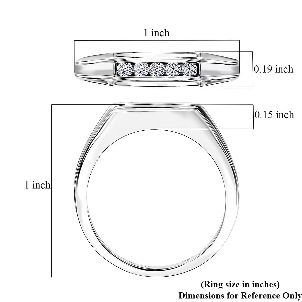 Luxuriant Lab Grown Diamond G-H SI 0.20 ctw Men's Ring in Rhodium Over Sterling Silver (Size 13.0) image number 8