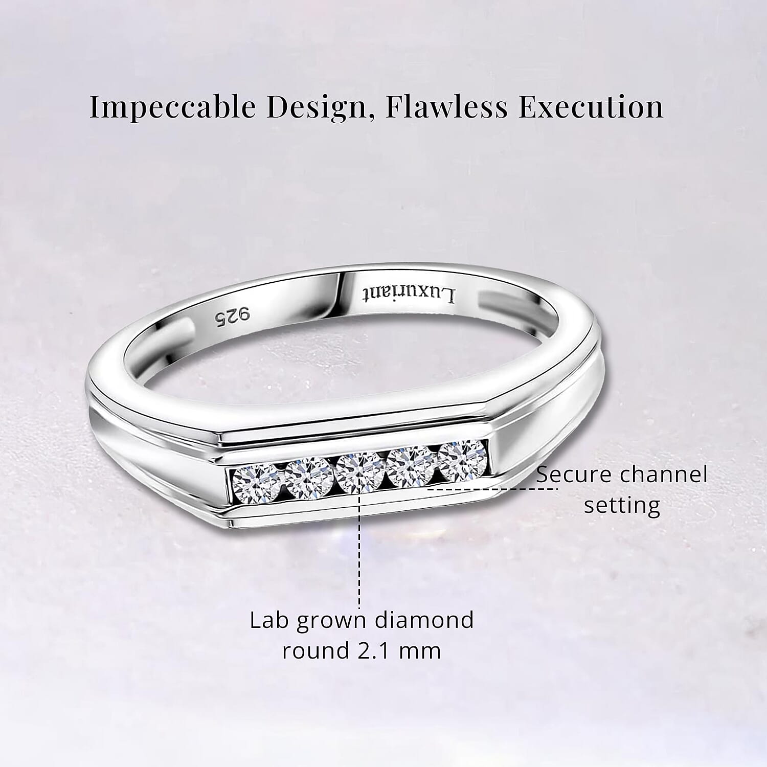 Luxuriant Lab Grown Diamond G-H SI 0.20 ctw Men's Ring in Rhodium Over Sterling Silver (Size 9.0)
