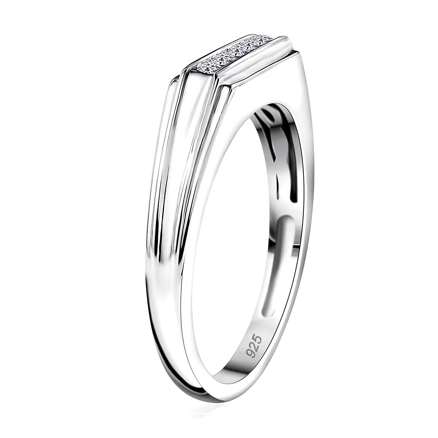 Luxuriant Lab Grown Diamond G-H SI 0.20 ctw Men's Ring in Rhodium Over Sterling Silver (Size 9.0)