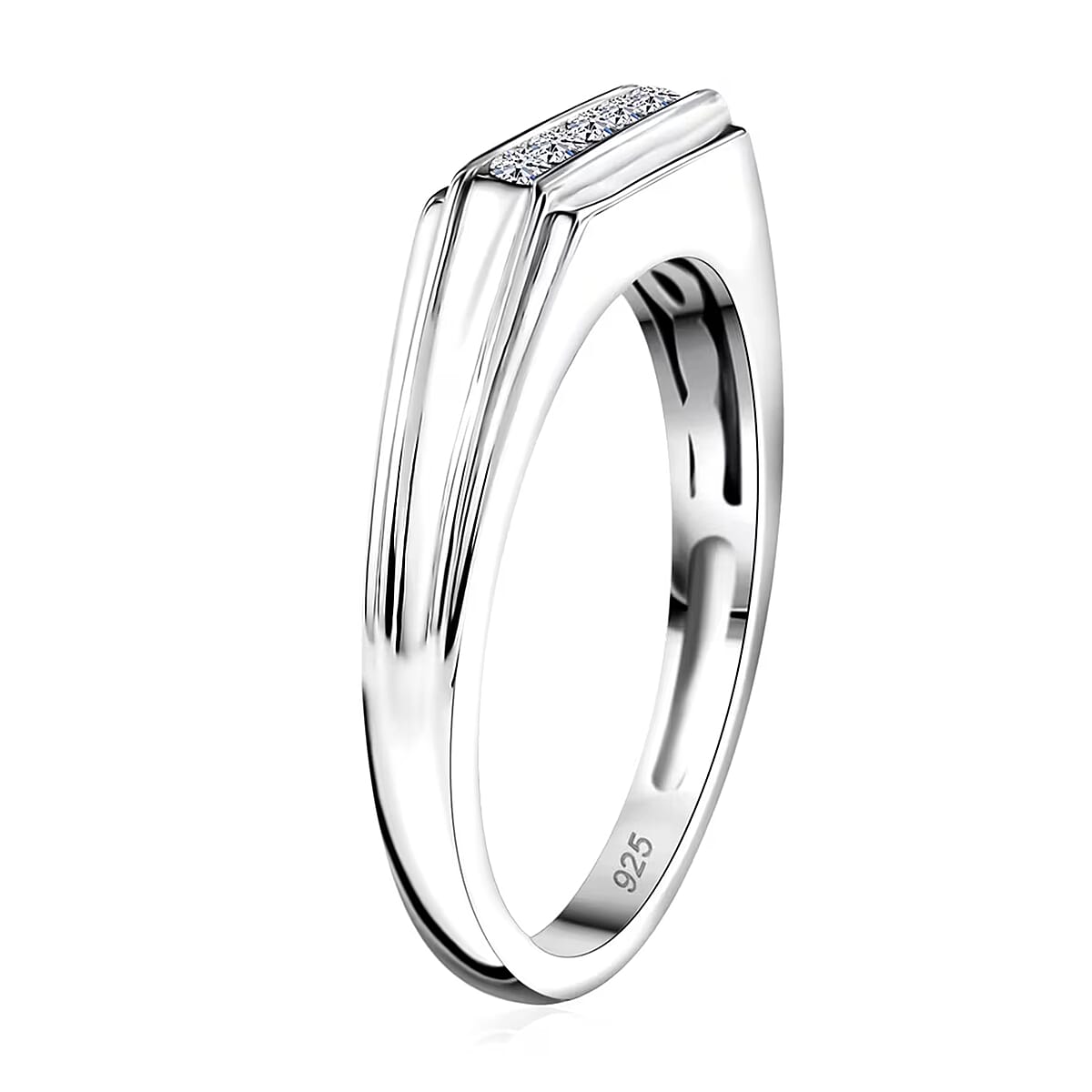 Luxuriant Lab Grown Diamond G-H SI 0.20 ctw Men's Ring in Rhodium Over Sterling Silver (Size 9.0) image number 9